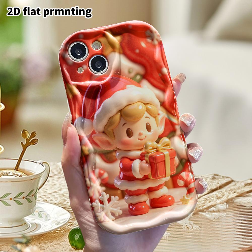 Phone Case: 2D flat design suitable for iPhone 18 17 16 15 14 13 Pro protective case, Christmas elf, perfect holiday gift for Christmas and Halloween