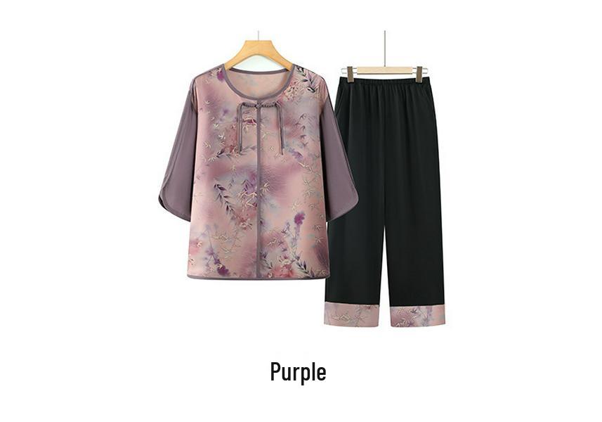 Summer 2026 New Chinese Style Outfit: Two-Piece Shirt and Trousers Set for Middle-aged and Elderly Women