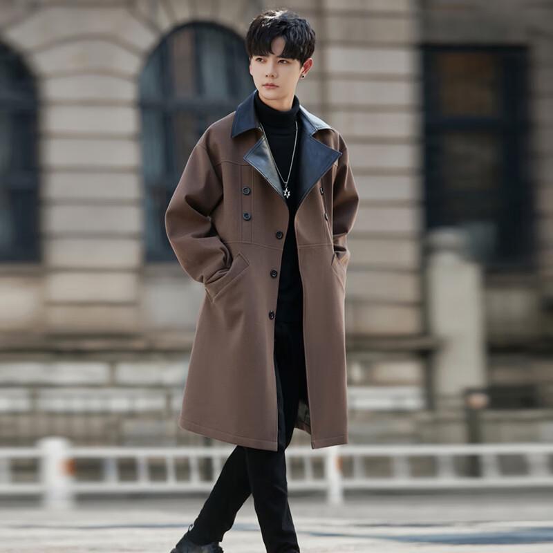 ROMON Men's Autumn/Winter Lapel Trench Coat