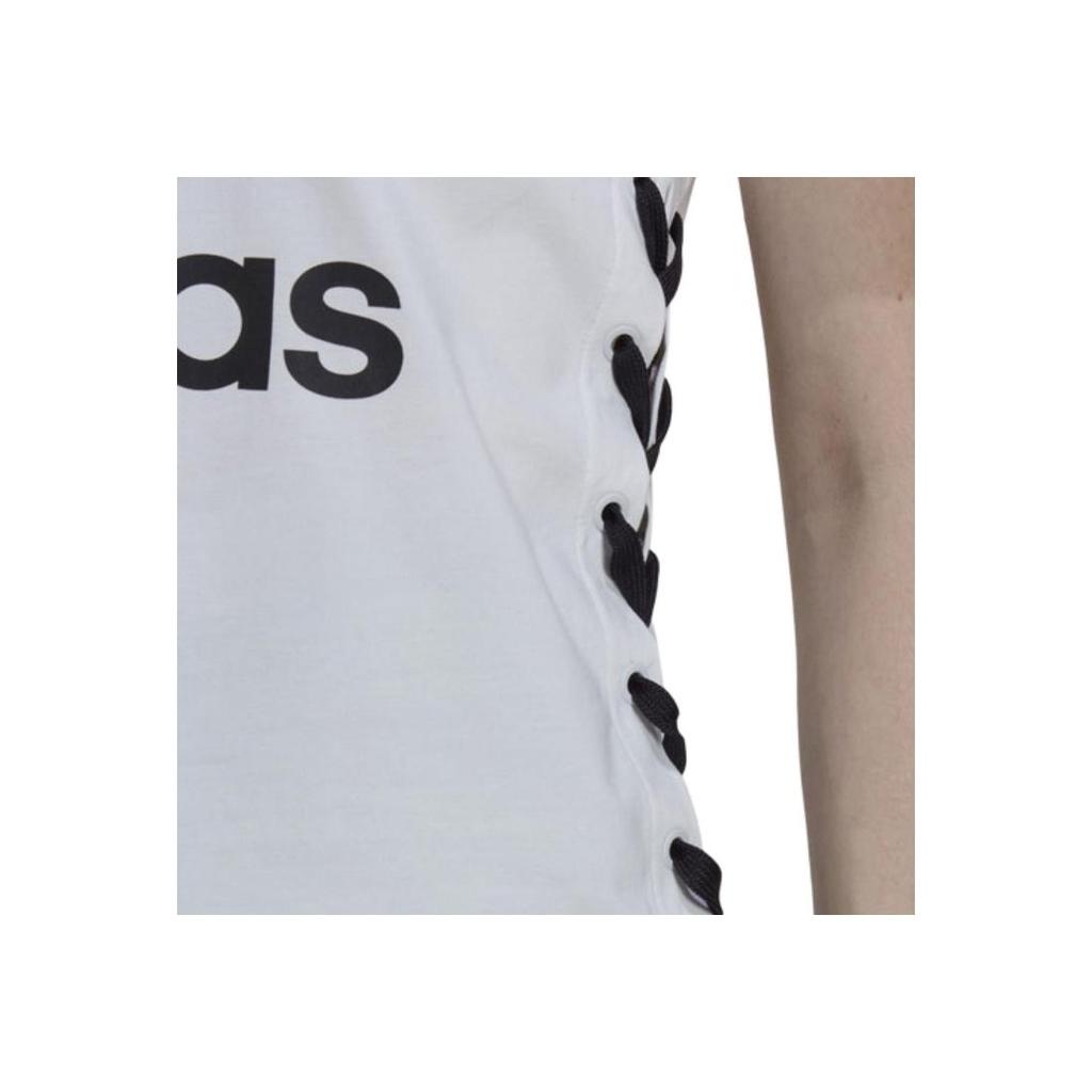 Adidas Originals Clover SS22 Logo Print Drawstring Side Crew Neck Short Sleeve T-Shirt Women Tops White HS2598