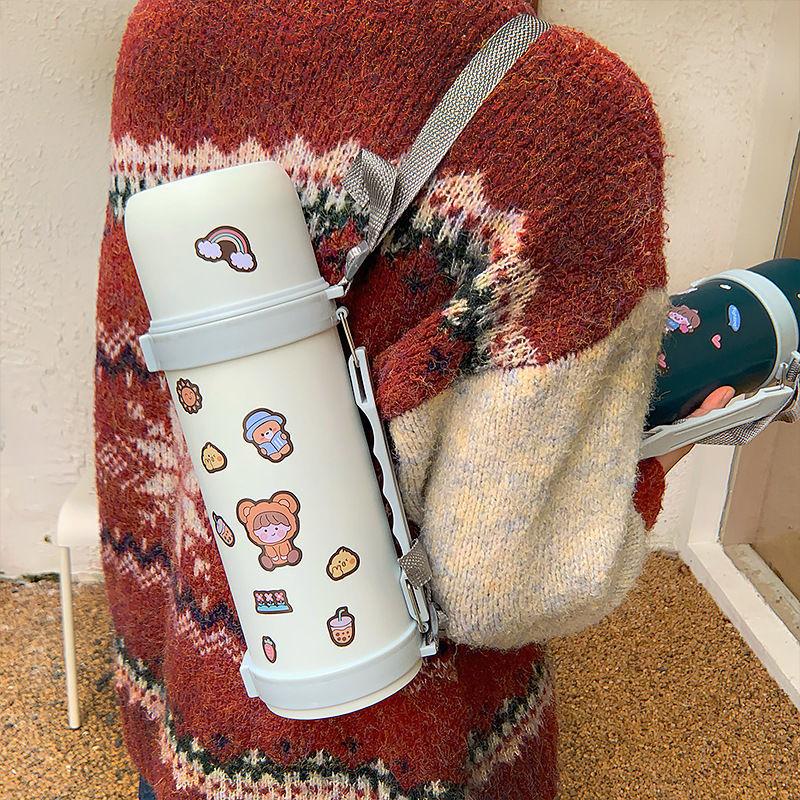 Large Capacity Insulation Cup 1100ml Vacuum Flasks Portable Stainless Steel Thermos Cup Water Bottle Travel Tea Mug Office Thermos Cup