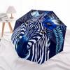 1pc Blue Zebra Floral Automatic Open/Close Umbrella 8-Rib Strong Frame, Portable Travel Umbrella for Women & Men, Birthday Gift Parties 014