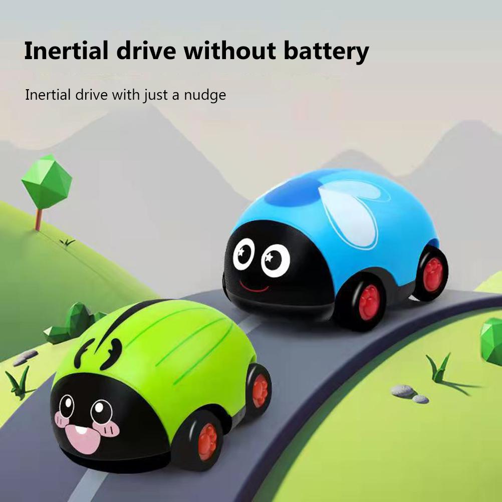 Tegneserie Insekt Friksjon Treghetsleketøybil for Barn Dobbeltsidige Trekk-tilbake-biler Leker med Lys Tidlig