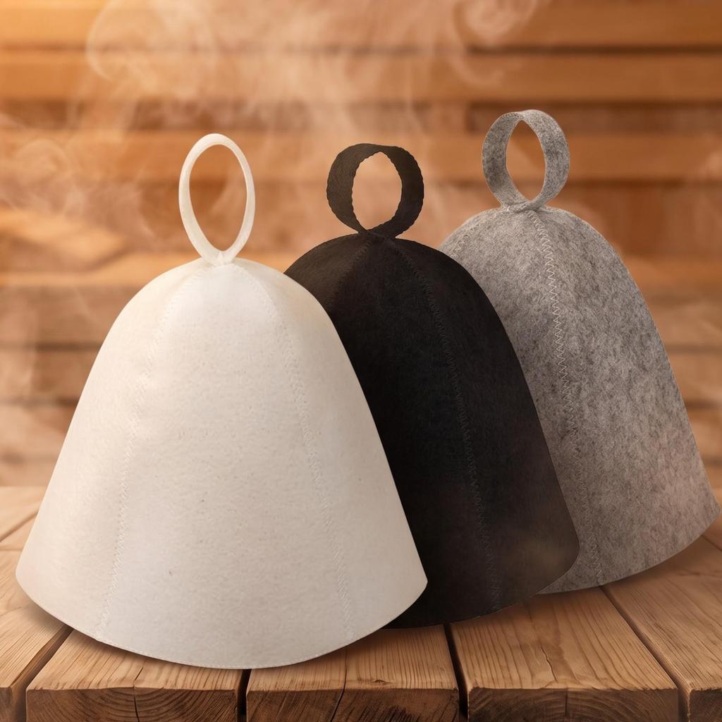 3 Pieces Felt Sauna Hat Reusable Cap with Hanging Loop Lightweight