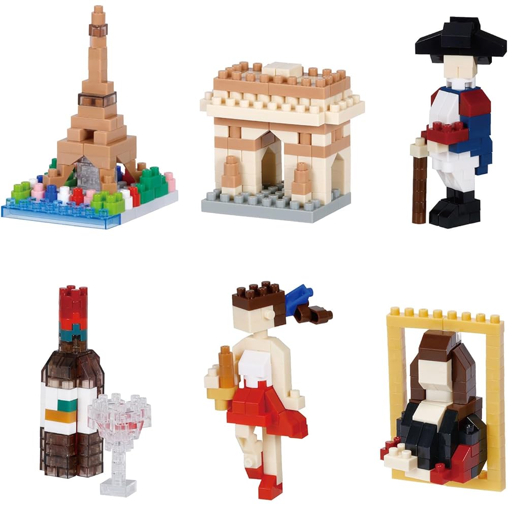 Kawada Nano Block Mini Nano France Set 1 Box 6 Pieces Assorted Building Blocks
