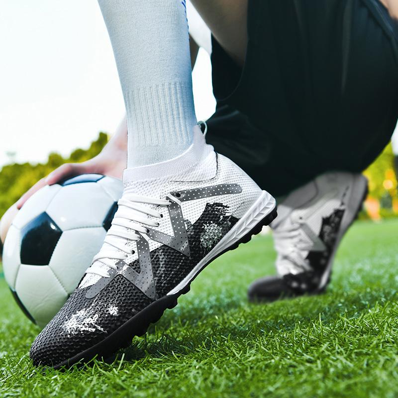 35-45 High-top Football Boots Rubber Short Nail Youth Sneakers Football Training Shoes Art Makeup Lawn Children Football Boots