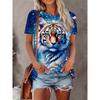 Summer animal pattern printing 3d printing T-shirt women's street fashion casual short-sleeved O-neck daily top