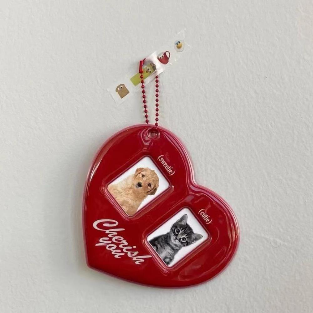 High Quality PVC Photo Card Holder Love Heart Shape Korean Style Pendant Card Holder Idol Photo Frame Women Girls