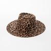 European and American Fashion Casual Leopard Print Printed Metal Buckle Strap Wide Brim Wool Top Hat Outdoor Warm Felt Hat Tide