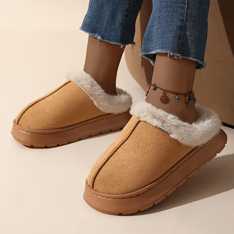 Women'S Winter Plush Slippers - Thick Warm Indoor House Shoes with Soft EVA Sole, Non-Slip Cushioned Insole - Cozy Slip-On House Shoes