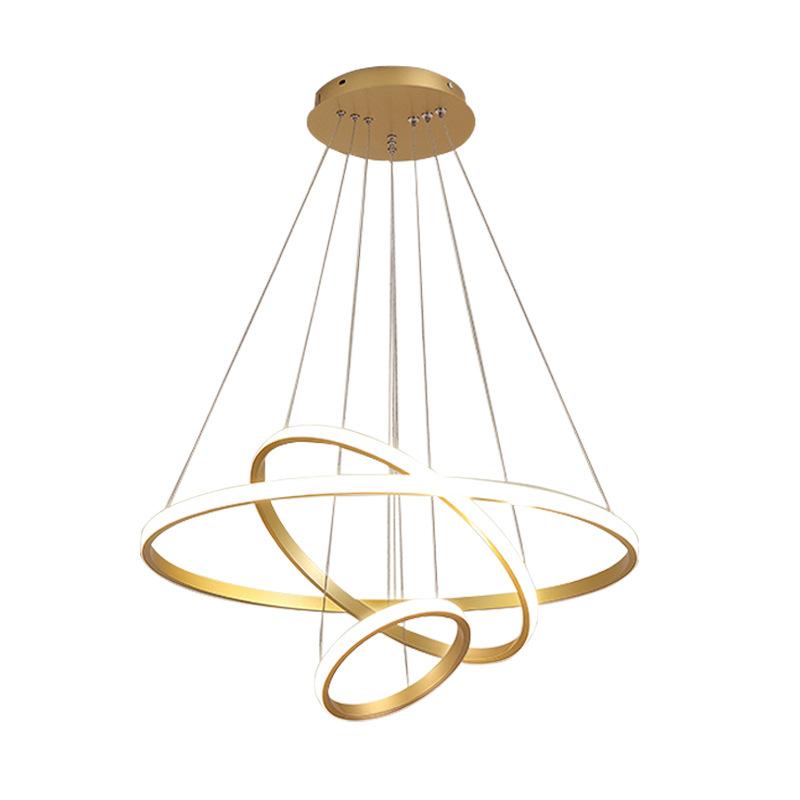 Dining Room Ring Chandelier Led Hanging Lamp Round Circle Black Chandelier for Living Room Bedroom Kitchen Indoor Decor Lighting