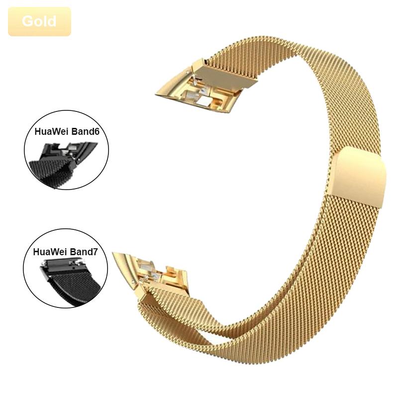 Metallklokkerem for Huawei Band 6 7 Band Honor 6 Armbånd med TPU-veske Skjermbeskytter Myk film Huawei Magnetic Loop Strap