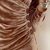 Yousheng Women Tops Slim Fit V Neck Long Sleeve Soft Stretchy Pullover Tops Solid Color Side Pleated Design Buttons Decor Casual Blouse
