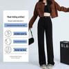 Women's High-Waisted Black Jeans - Slimming Petite Fit, Straight-Leg Style for Spring & Autumn 2025
