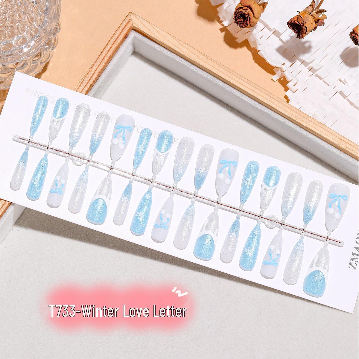 

Winter Love Letter 3D Blue Snowflake Bow Nail Stickers Full Set M/M/M