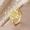 LIKGREAT Wicca Amulett Ring Hexenknoten Ringe Edelstahl Keltischer Schutz Glücksbringer Schmuck Geschenke für Frauen Männer