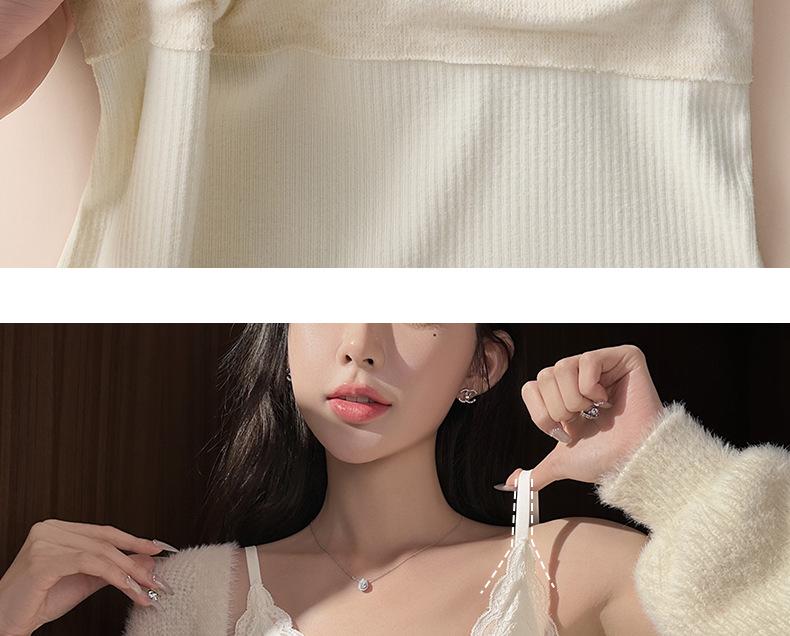 Women's Seamless Thermal Underwear with Lace Straps, Built-in Pads, No Bra Needed, Ideal for Layering and Body Shaping