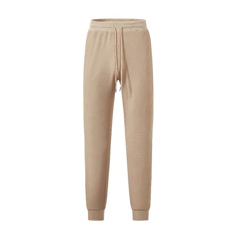 Men's Summer Sports Casual Loose Breathable Solid Color Waffle Men's Tether Pants Casual Pants