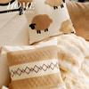 30x50/45x45CM Cute Sheep Throw Pillow Cover Simple Brown Cartoon Stamping Waist Cushion Cover Decor Home Decorative Pillowcase