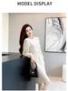 Elegant Loose Knit Dress with Ruffles - Women's Plus Size Long Sleeve Fragrance Style