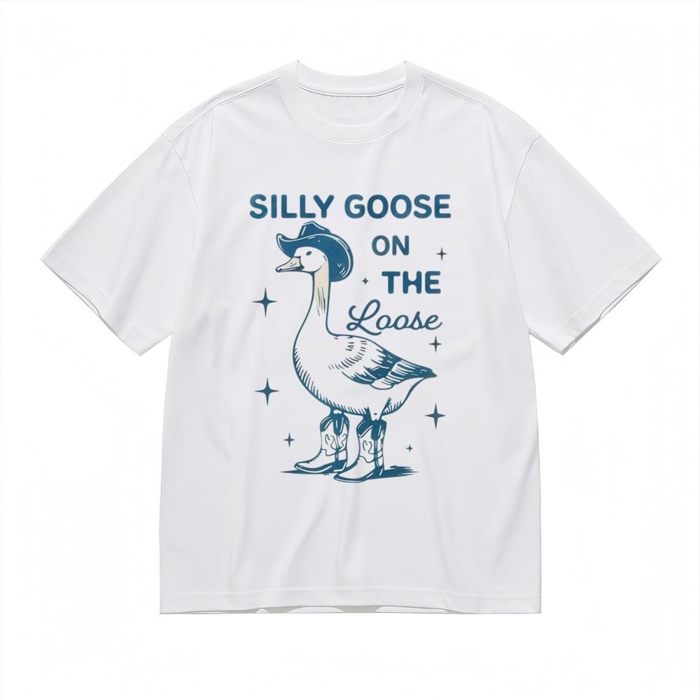 

Women s Classic T-Shirt | Whimsical Goose in Boots | Western Quote and Stars 4XL