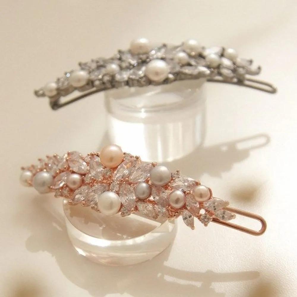 J Lauren Cubic Pearl Laurel Hairpin H0765 Rose gold