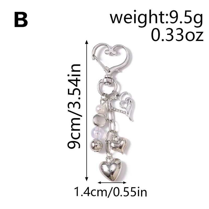 Cute Imitation Pearl Keychain Metal Love Heart Bow Pendant Keyrings For Women Car Key Holder Handbag Key Chains Diy Gifts