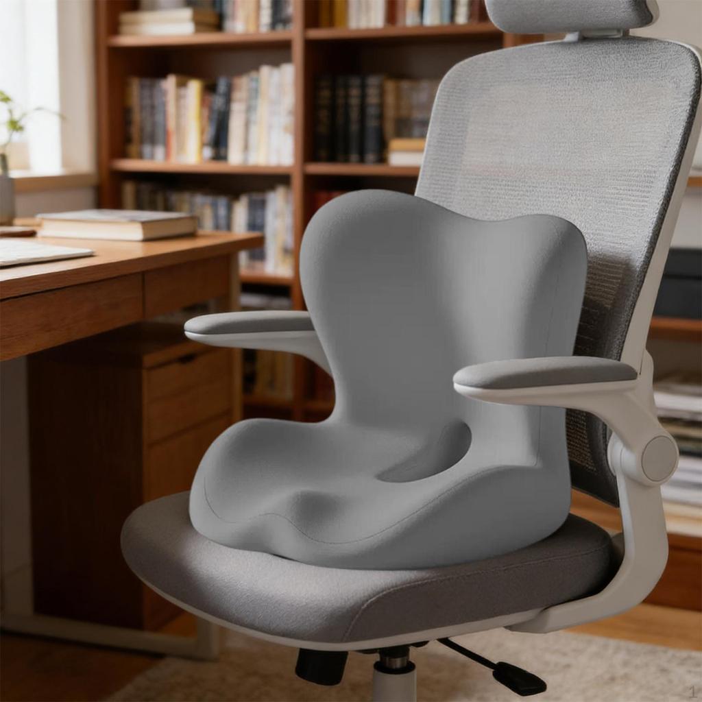Memory Foam Seat Back Cushion Ergonomic Comfortable Removable Washable Cover for Soft Non Slip