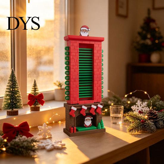 Weihnachtsmann Schornsteine Ornament Weihnachtszählkalender, 24 Tage Advents-Tischdekoration Xmas für Feiertagsparty Kalender