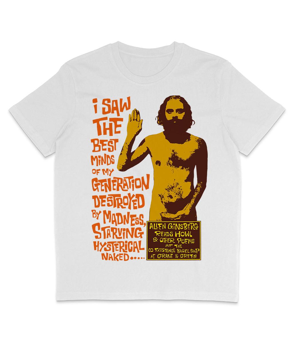 Allen Ginsberg - Howl - Performance - Organic T-Shirt Mens Womens Tees Top - Beat Generation M