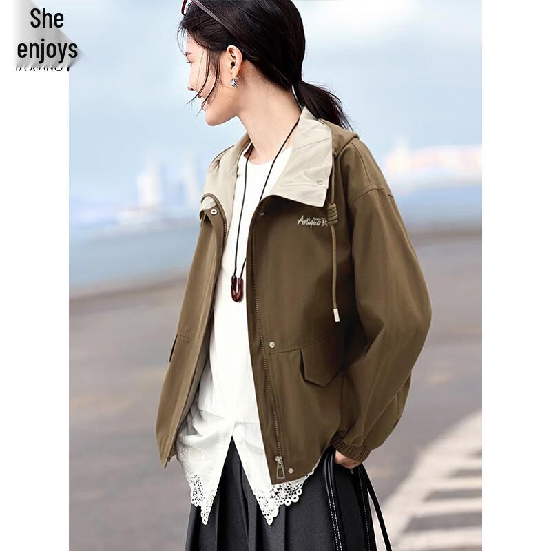 Women's Color Block Hooded Casual Jacket