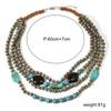 Bohemian Multilayer Art Wooden Pearl Necklace Round Geometric Women Decoration