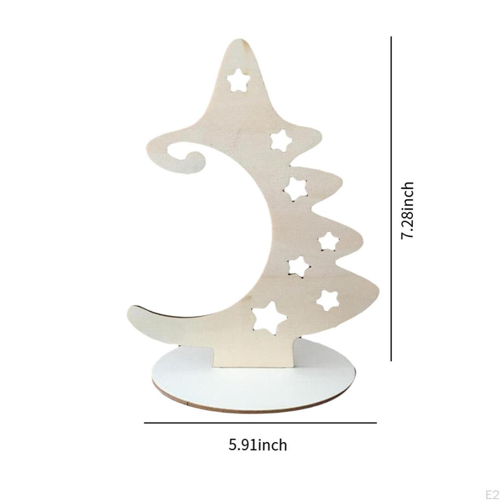 5 Pieces Christmas Tree Crafts Graffiti Unfinished Tabletop Decor DIY Wooden