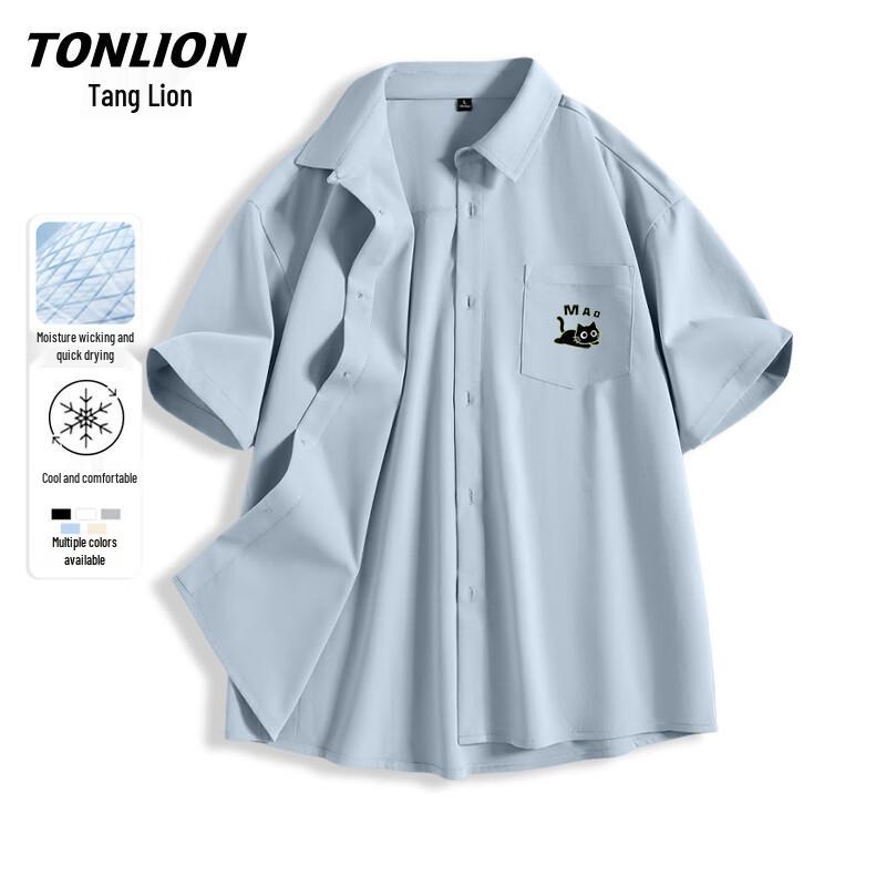 Повседневная мужская рубашка с коротким рукавом TonLion XL