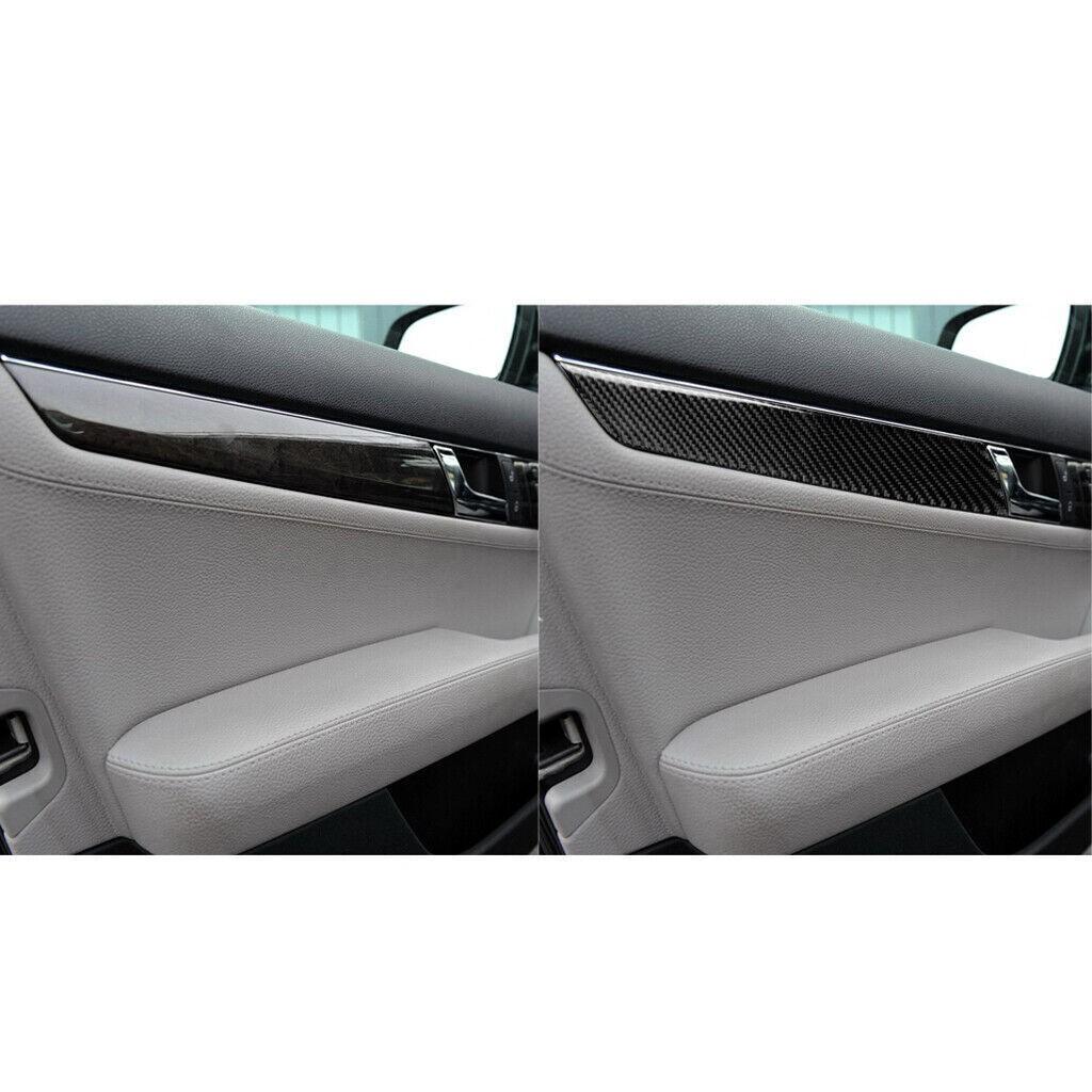 4Pcs Carbon Fiber Door Panel Cover Trim For Mercedes-Benz C Class W204 2007-2013