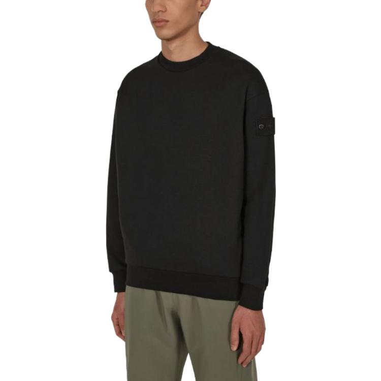Stone Island Ghost Pieces Black Label Solid Color Logo Crew Neck Pullover Long Sleeve Sweatshirt Men sweatshirt 7715633F3-V0029