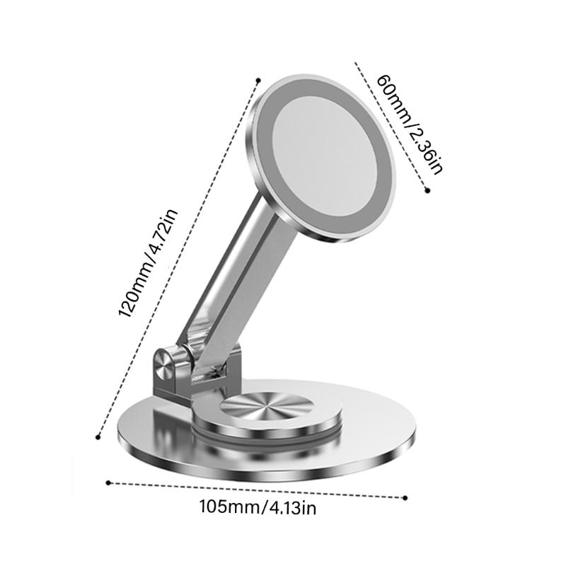 Portable Metal Phone Holder with Strong Magnetic Base 360 Rotate Adjustable Angle Travel Friendly for Mobile Devices