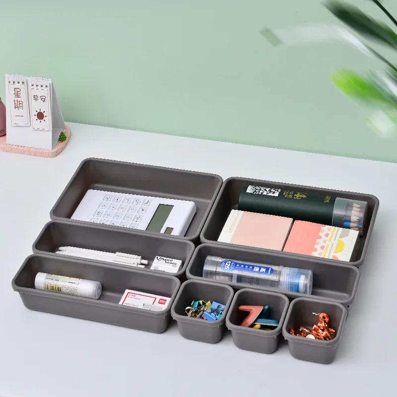 8Pcs/set Stationery Storage Box Makeup Sundries Drawer Storage Home Desk Goods Collection Tank Home Jewellery Box Supplies