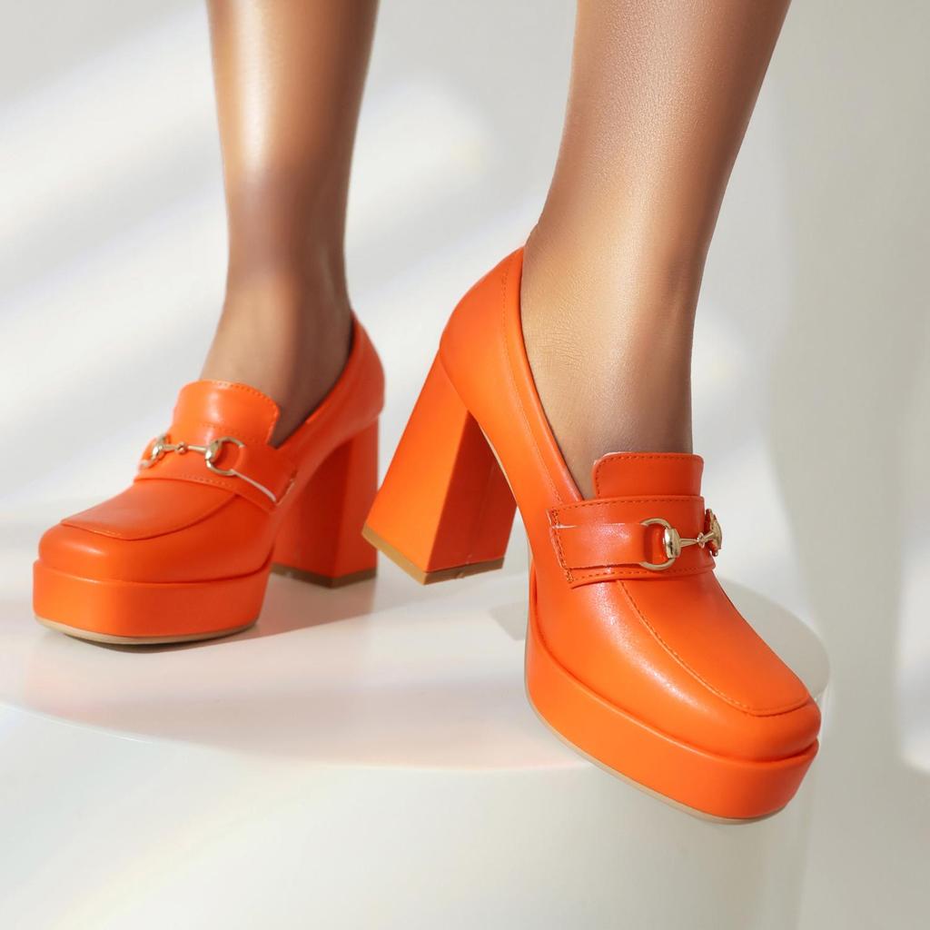 Q/Damen-Einzelschuhe mit hohem Absatz, modische wasserdichte Plattform, Einzelschuhe mit dickem Absatz, große Vier-Jahreszeiten-Damenschuhe