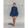 IHUASU Fashion Summer Spring Solid Color Print Long Sleeve  O-Neck Casual Dresses
