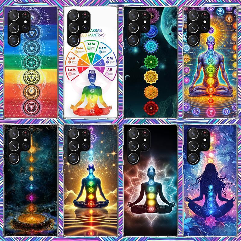 Yoga Chakra Spiritual Energy Universe Phone Case For Samsung Galaxy S23 S24 S25 Edge S26 Ultra S22 + S21 Plus S20 FE Cover Silic