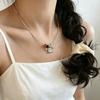 Trendy Vintage Silver Color Metal Flower Pendant Resin Bead Chain Necklace Choker For Women Charm Cute Neck Jewelry Accessories