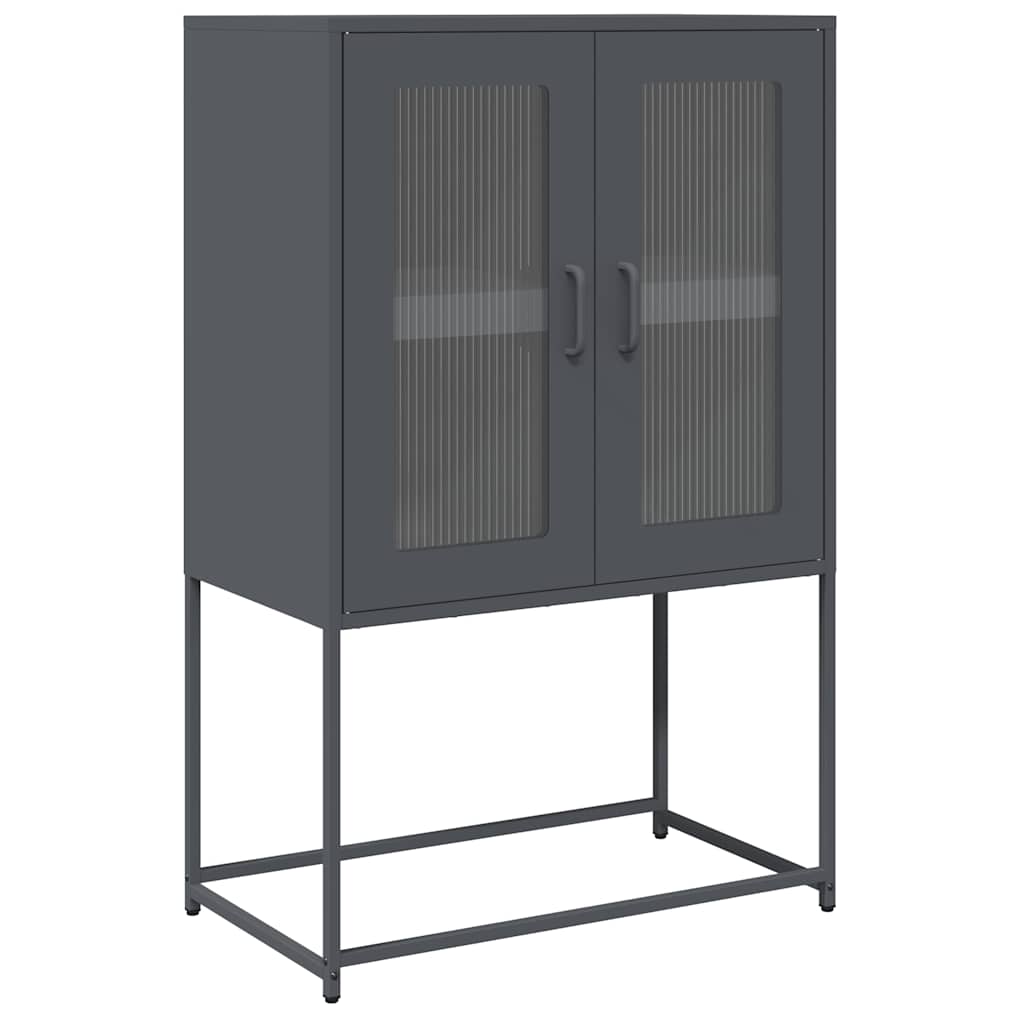 Komoda Wysoka Antracyt 68X39X107 Cm Stal