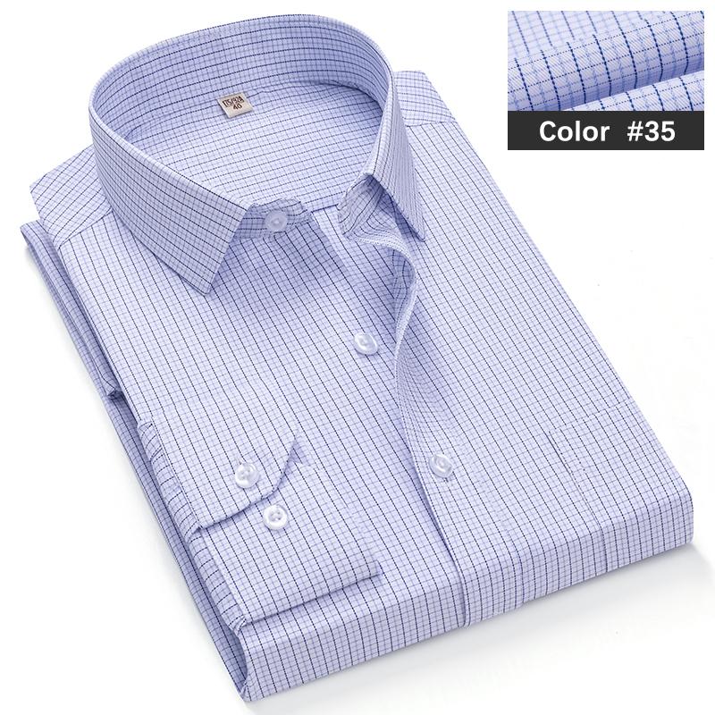 Classic Blue Striped Business Casual Shirt Men's Autumn Slim Lapel Long Sleeve Office Banquet Wedding Formal Social Shirt