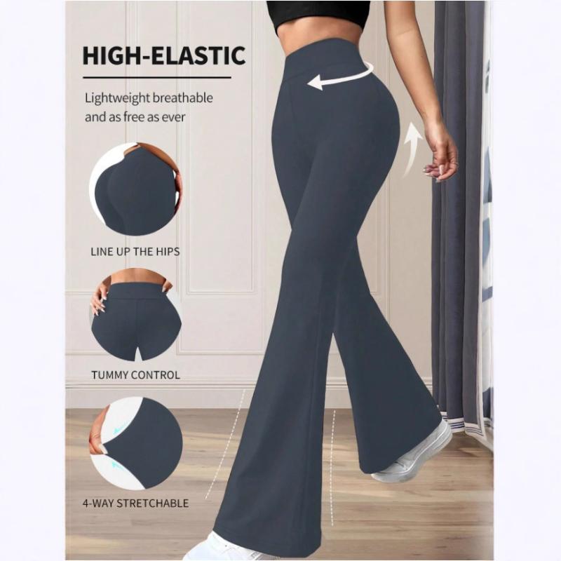 European American New Style High-Waisted Bootcut Yoga Pants Solid Color Elastic Versatile Fashion Sports Pants