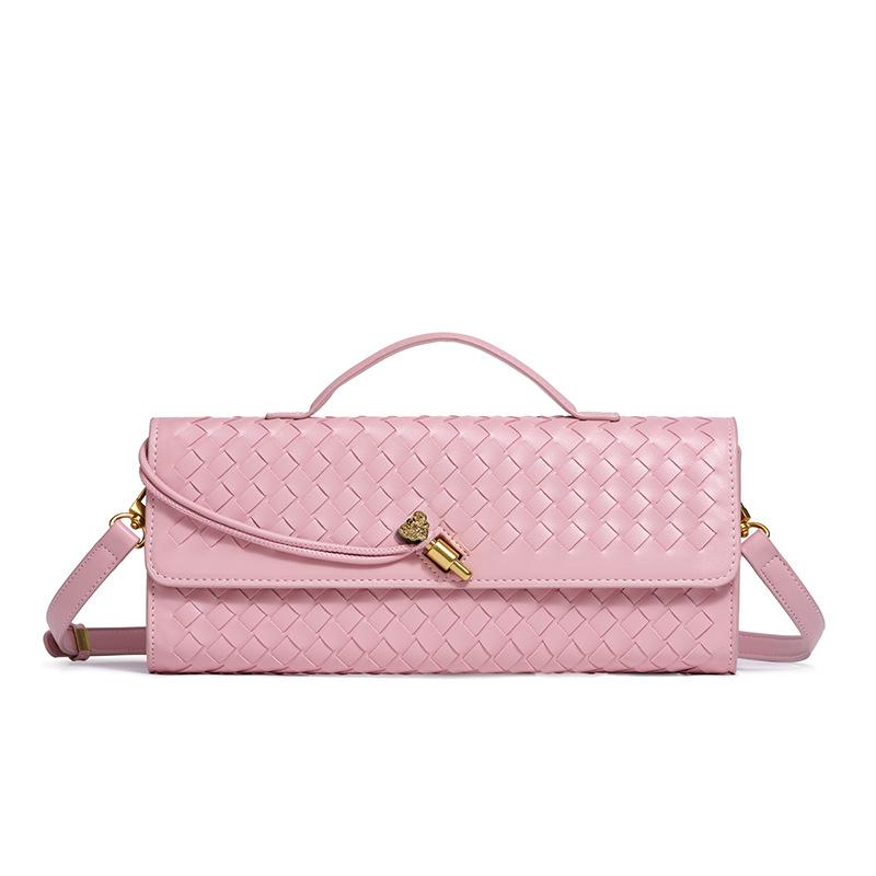 Ruyi handgewebte Baguette-Tasche aus weichem Leder, horizontale quadratische Akkordeontasche, Clutch, Umhängetasche.