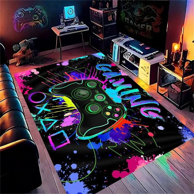 Gaming for Boys Room Gamer Casual Carpet with Controller Design Rug for Game Room Bedroom Decor Machine Washab Mat