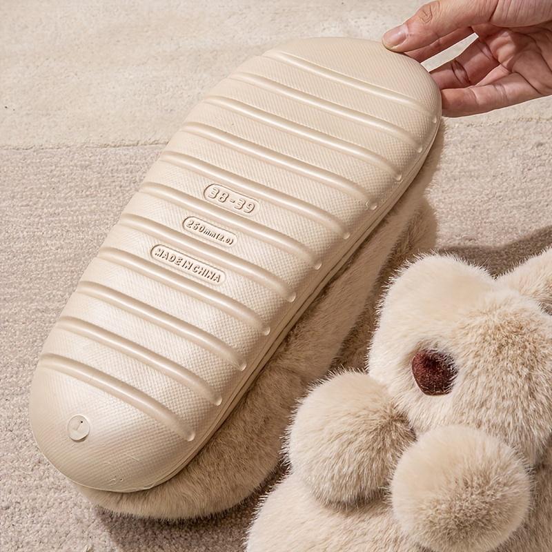Plush Slip-On Slippers with Plush Lining & Arch Soft Plush Indoor House Shoes