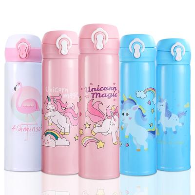 Bottiglia d'acqua Unicorno 500ML Per Bambini Borraccia Termos in Acciaio Inossidabile Drinkware Bottiglia d'Acqua per la Scuola per Ragazze Tazza Antigoccia