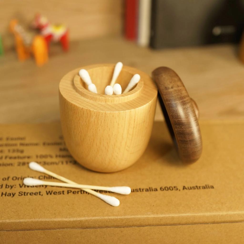 Wooden Acorn Toothpick Barrel Creative Walnut Nordic Cotton Swab Barrel Japanese Nut Toothpick Box Hazelnut Toothpick Barrel
